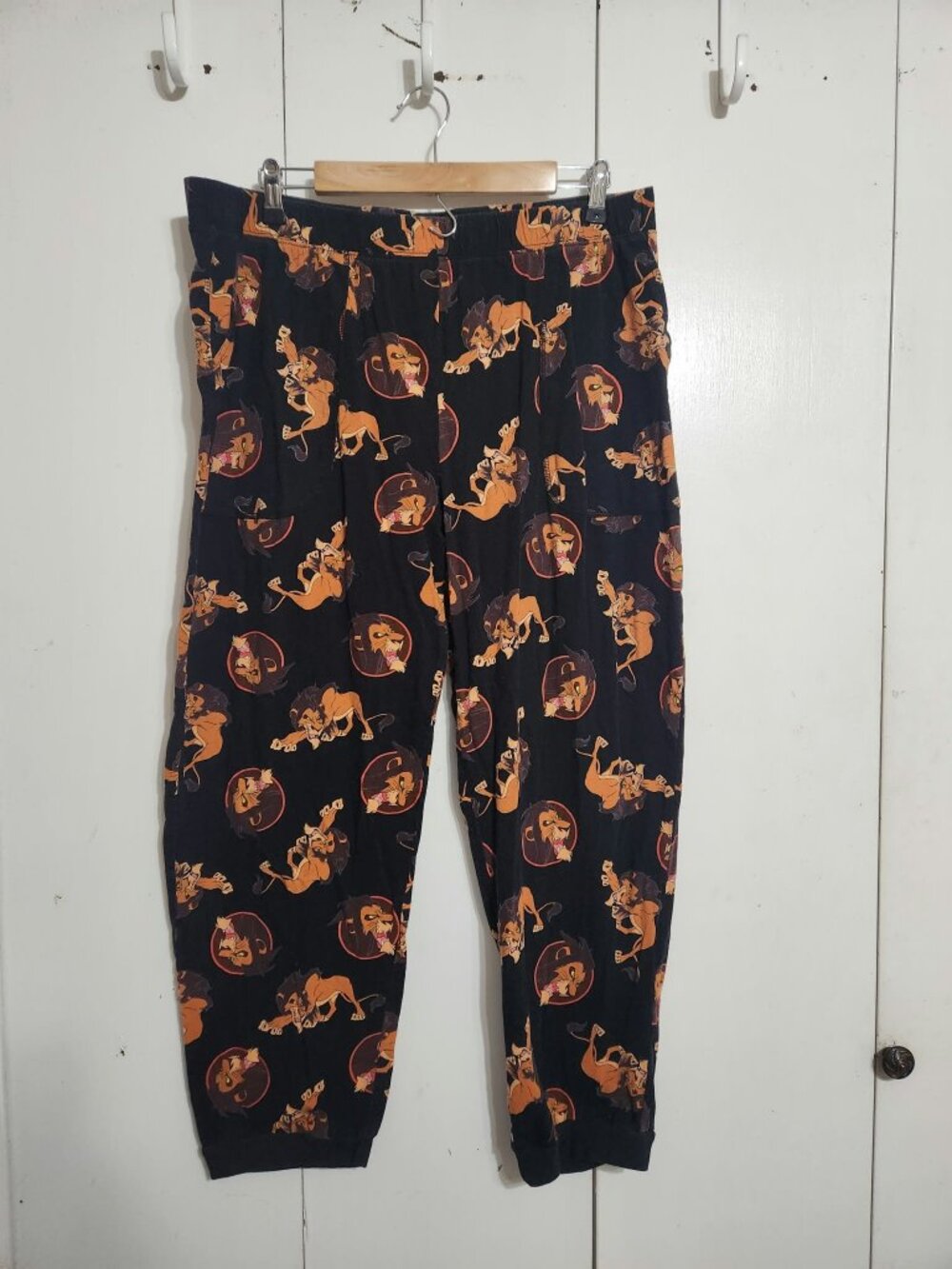 Disney The Lion King Scar Lounge Pants Joggers Mens XXL Black AOP No Drawstring